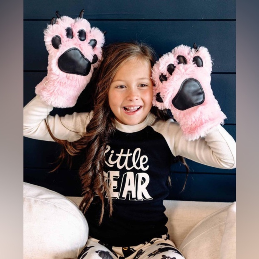 Lazy One Pink Bear Kid Paw Mitt